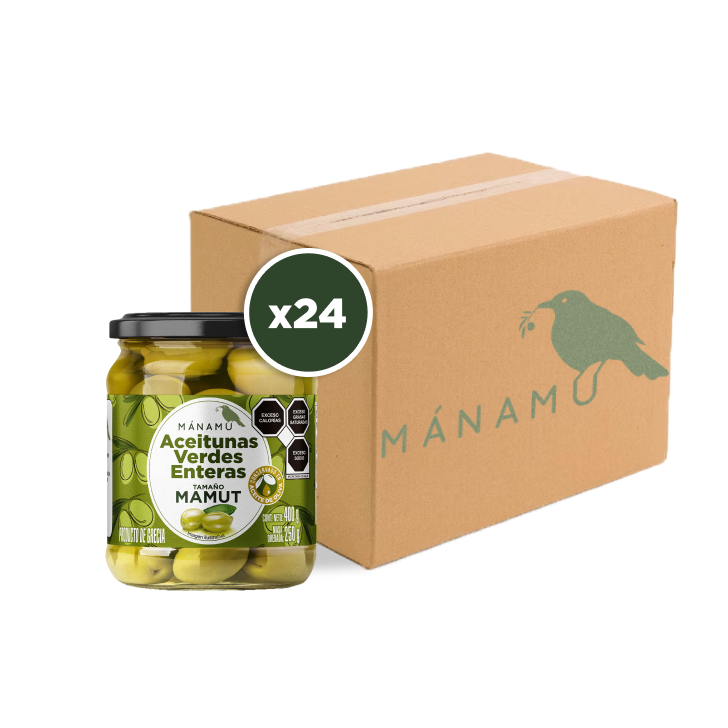 24 pcs. Green Olives with Pit in Olive Oil (400g) Mánamu